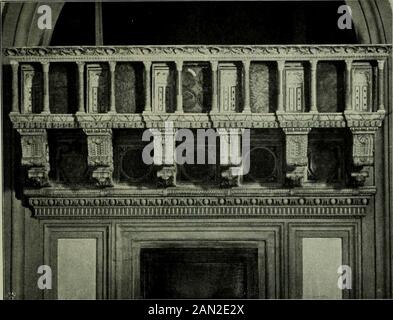 Donatello . Abb. 79. Tanzende Putti in der Gesangsgalerie des Duomo in Florenz. Siehe Abb. 77. (Auf Seite < 87 in etwas böiger, aber gründlich gesunder Kraft. Und diese Kraft bewegt sich mit all ihrer Wildheit, die auf Löwenkuppen hindeutet, im kleinsten, schmalen Flachraum. Denken Sie daran, was die klare Verteilung einer solchen Fülle von ani-mated-Formen unter diesen Bedingungen bedeutet! Die Mittel zum Erwachen der Illusion des Weltraums sind bereits von früheren Reliefen bekannt. Sie bestehen aus den Kontrasten der Bewegung zwischen den Figuren, die sich von dem Selvesfrom lösen, und denen, die in die Ebene zurücktreten. Aber das Stockfoto