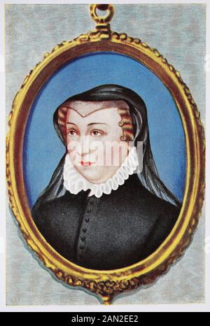 Katharina von Medici; 13. April 1519 - 5. Januar 1589, Tochter von Lorenzo II. De' Medici und Madeleine de La Tour d'Auvergne, war eine italienische Adelige, die von 1547 bis 1559 Königin von Frankreich war, durch Heirat mit König Heinrich II. / Katharina von Medici; 13. April 1519 - 5. Januar 1589, Techter von Lorenzo II Von Medici und Madeleine von La Tour d'Auvergne, war eine italienische Adlige, die von 1547 bis 1559 Königin von Frankreich-Krieg und König Heinrich II Heiratete, historisch, digital verbesserte Wiedergabe eines Originals aus dem 19. Jahrhundert / Digitale Produktion einer Originalanlage aus Stockfoto