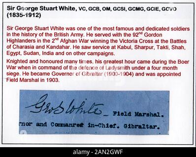 Signatur von Feldmarschall Sir George Stuart White, VC (1835-1912) Stockfoto