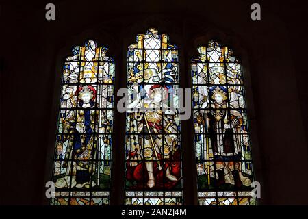 Detail des Buntglasfensters von St Mary's Church, Chiddingstone, Kent, England Stockfoto