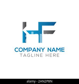 Letter HF Logo Design Verknüpfte Vektorvorlage Mit Blau Und Schwarz. Erste HF-Vektor-Abbildung Stock Vektor