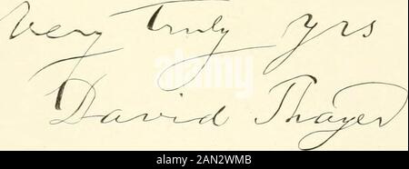 Berufs- und Industriegeschichte von Suffolk County, Massachusetts. BIOGRAFIEN. 669 Rageoiis Grausamkeiten wurden entlang der Nordgrenze und an der Küste zugefügt, unter denen man das Massaker an unseren Soldaten als Fälle von Sonderatrocity nennen kann, die sich unter der Bedingung des Schutzes durch den indischen Tomahawk in Frentown in Fort Dearborn, wo Chicago jetzt steht, und an anderen kaltblütigen Unfasslichkeiten ergeben haben. Dr. Thayer hat noch immer angenehme Erinnerungen an seine Verbindung mit der U-Bahn und dem Wachausschuss, in V/ich war er aktives Mitglied. Acht Jahre lang Dr. Thay Stockfoto