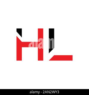 HL Logo Design Linked Vector Template Mit Rot Und Schwarz. Erste HL-Vektordarstellung Stock Vektor