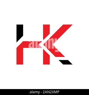 Brief HK Logo Design Verknüpfte Vektorvorlage Mit Rot Und Schwarz. Erste HK-Vektor-Abbildung Stock Vektor