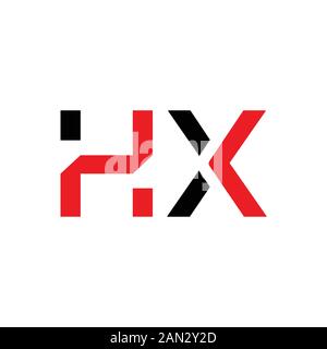 Letter HX Logo Design Verknüpfte Vektorvorlage Mit Rot Und Schwarz. Erste HX-Vektor-Abbildung Stock Vektor