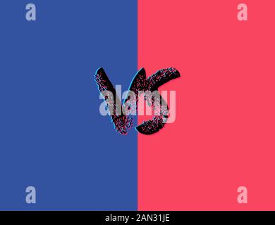 VS Bildschirm. Gegenüber Zeichen auf geteilten Hintergrund. Dekorative Schlacht Abdeckung mit Schriftzug. Vector Illustration. Stock Vektor