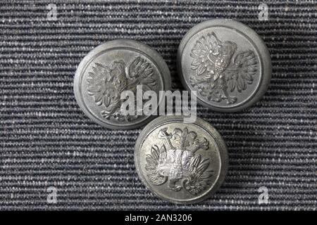 Einheitliche Buttons - Armee der Volksrepublik Polen, Wappen, Stockfoto