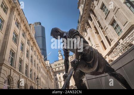 Die Statue des Flesher von Etienne Millner außerhalb Der Leathersellers' Hall in London Stockfoto