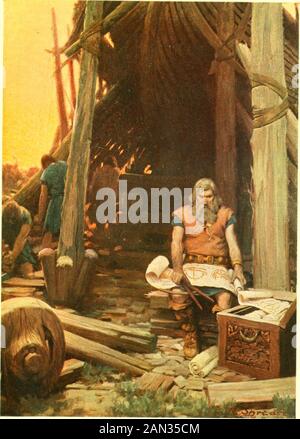 The Children's Longfellow, illustriert . , der in der Nähe des Thrones stand.Hob seine Augen auf, und siehe! Er war allein! 296 KÖNIG ROBERT VON SIZILIEN, Aber alle wie in alten Tagen, Mit erminiertem Mantel und mit Goldtuch, Und - als seine Höflinge kamen, fanden sie ihn auf dem Boden, aufgenommen im stillen Gebet. 297 DAS GEBÄUDE DER LANGEN SCHLANGE Thorberg Skafting, Bauherr, In seinem Schiffshof am Meer, Whistling, sagte, Es würde verwirrend Any Mann, aber Thorberg Skafting, Irgendein Mann außer mir! In seiner Nähe lag der Drache gestrandet.Von Raud dem Starken Aus alt gebaut, Und König Olaf hatte Ihn befehligt Stockfoto