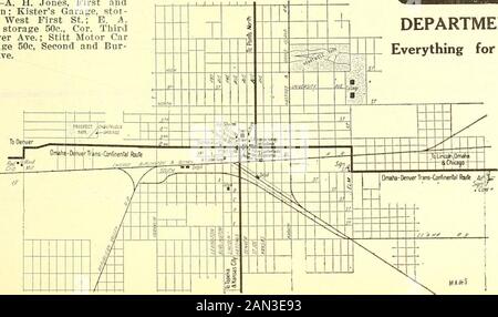 Huebingers Karte und Führer für die transkontinentale Route Omaha-Denver; . KAUFHAUS Alles für den Tourist. 133 Stockfoto