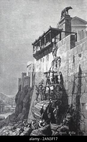 Die Rettung des Kapitols in rom durch die heiligen Gänse, / die Rettung der Hauptstadt in Rom durch die heiligen Gänse, Italien, historisch, digital verbesserte Wiedergabe eines Originals aus dem 19. Jahrhundert / Digitale Produktion einer Originalanlage aus dem 19. Jahrhundert. Jahrhunderts Stockfoto