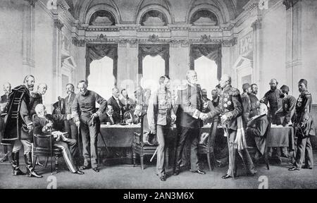 Der Berliner Kongress vom 13. Juni bis 13. Juli 1878 war ein Treffen der Vertreter von sechs Großmächten der Zeit, / der Berliner Kongress vom 13. Juni bis 13. Juli 1878 war ein Treffen der Vertreiber von Sechs Großmächten der verdammten Zeit, historisch, digital verbesserte Wiedergabe eines Originals aus dem 19. Jahrhundert / Digitale Produktion einer Originalanlage aus dem 19. Jahrhunderts Stockfoto