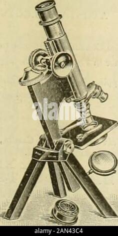 Natur . Komplett für Objektträger, Mikroskopische Objekte und Spectra. Preis £18. Für Dozenten für Licht-, Farb- und Farbfotografien, &c Sohlenmacher: Newton & CO., 3 FLEET STREET, LONDON. NEUES MIKROSKOP FÜR DIE BRITISCHEN STUDENTEN. Mikroskop-Standfuß Nr. 55. Asfiguriert, -mit Irisblende, Ein Bye-Stück; doppeltes Nasen-Stück, Twro Objekt-Brille, 2/3 und 16, eingestellt auf Unabout Fokus, und das in poliertem MahoganyCase, £6:8:6 i^, vollgepackte Stück. &lt;& J. seck:, x^td., 68 CORNHILL, LONDON, E.G.. BROWNINGS PLATYSCOPIC-OBJEKTIV. Mit Größeren Winkeln, Erhöhtem Feld und Verbesserter Definition Stockfoto