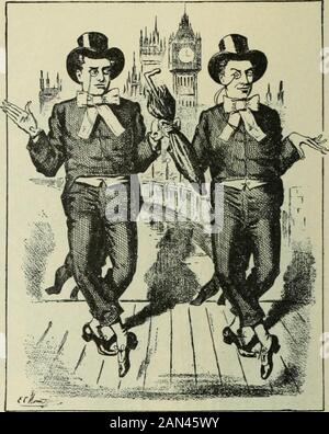 Rezension von Rezensionen und Weltarbeit . GEGEN DEN STROM. Lord Salisbury coacht seine Mannschaft für das allgemeine Wahlrennen. Aus Fun (London). April 1892. DIE BEIDEN OBADLAHS. Apropos der Eintritt des jungen Kämmers in das Unterhaus als Rekrut für seinen Vater. Stockfoto