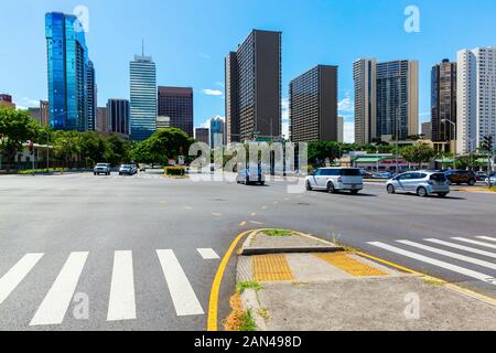 Honolulu, Oahu, Hawaii - November 04, 2019: Stadtbild in der Innenstadt von Honolulu. Honolulu ist die Hauptstadt und größte Stadt des US-Bundesstaates Hawaii Stockfoto