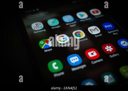 Bild von Google Logo auf Samsung Galaxy 9. Stockfoto