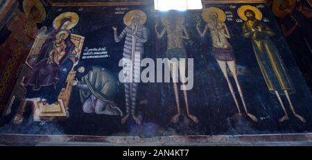 Wandbilder im 12. Kloster Serbisch-orthodoxe Studenica in Serbien. Stockfoto