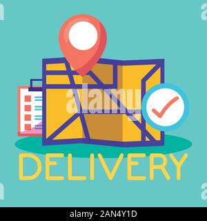 Logistic Lieferservice mit Karte auf Papier Stock Vektor