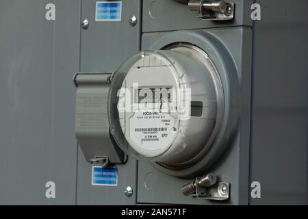 Outdoor Electric Meter Front View with numbers close up Stockfoto