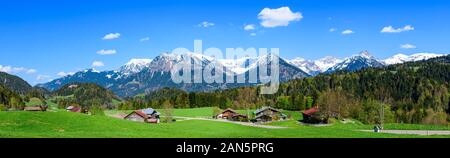 Frühling im oberen Allgäu in der Nähe von Tiefenbach Stockfoto