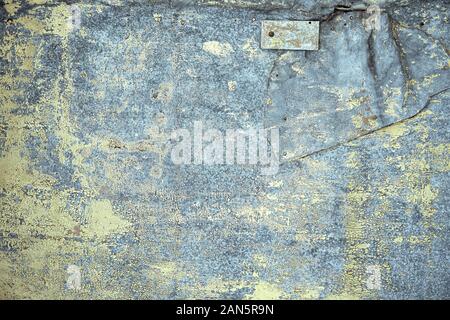 Aus verzinktem Metall Textur mit alten abblätternde Farbe. Metall Hintergrund, Copyspace. Blick von oben. Stockfoto