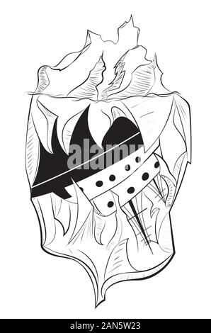 Gestaltung eines grossen Eisbergs und Schiff abgefangen und gefroren Abbildung. Stock Vektor