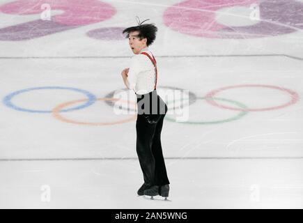 Lausanne, Schweiz. 15 Jan, 2020. Kagiyama Yuma von Japan aus Team Fokus konkurriert an den Männern Einzellauf während der Gemischten NOC Team Wettbewerb der Eiskunstlauf Ereignis am 3. Winter Youth Olympic Games in Lausanne, Schweiz, Jan. 15, 2020. Credit: Lu Yang/Xinhua/Alamy leben Nachrichten Stockfoto