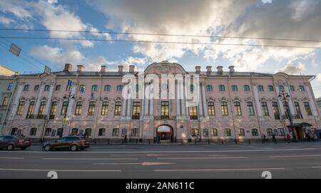 Sankt Petersburg, Russland. Stroganovskij Palast (Palast von Stroganow) auf dem Newski-Prospekt, erbaut 1754, vom Architekten Rastrelli Stockfoto