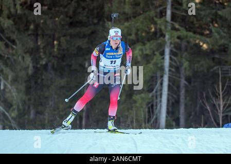 Ruhpolding, Deutschland. 15 Jan, 2020. Tiril Eckhoff Norwegen bei den IBU Weltcup Biathlon, Frau 7,5 km Sprint in der Chiemgau Arena am Januar 15, 2020 in Ruhpolding, Deutschland. Credit: ESPA/Alamy leben Nachrichten Stockfoto