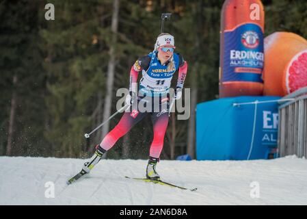 Ruhpolding, Deutschland. 15 Jan, 2020. Tiril Eckhoff Norwegen bei den IBU Weltcup Biathlon, Frau 7,5 km Sprint in der Chiemgau Arena am Januar 15, 2020 in Ruhpolding, Deutschland. Credit: ESPA/Alamy leben Nachrichten Stockfoto