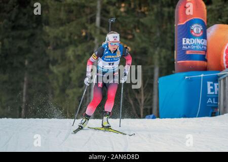 Ruhpolding, Deutschland. 15 Jan, 2020. Tiril Eckhof Norwegen bei den IBU Weltcup Biathlon, Frau 7,5 km Sprint in der Chiemgau Arena am Januar 15, 2020 in Ruhpolding, Deutschland. Credit: ESPA/Alamy leben Nachrichten Stockfoto