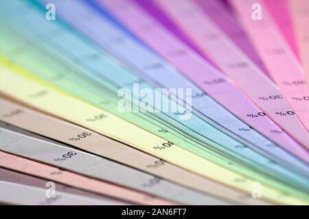 Farbe Drucken von Pantone Statistiken offset Skala. Stockfoto