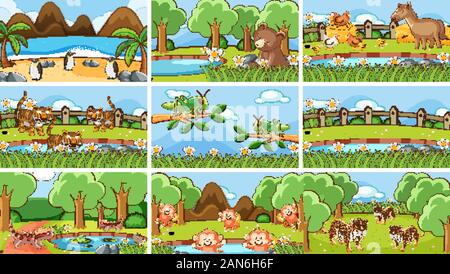 Hintergrund Szenen der Tiere in freier Wildbahn Abbildung Stock Vektor
