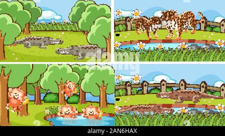 Hintergrund Szenen der Tiere in freier Wildbahn Abbildung Stock Vektor