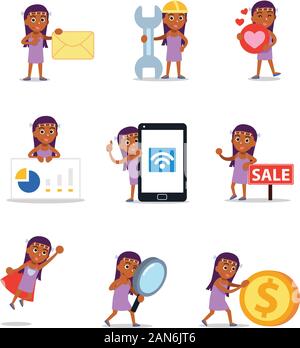 Satz von Zeichen weiblich tragen Frankenstein Kostüm für Halloween Party. Stock Vektor