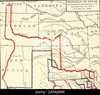 Die Geschichte und die Geographie von Texas, wie in der Grafschaft Namen gesagt. Galveston im Jahre 1873. Wie gesagt, in der Grafschaft Namen 169 DER REPUBLIK TEXAS. Die Schlacht von San Jacinto war die letzte Schlacht des TexasRevolution, und verdient zu den entscheidenden bat geordnet zu werden Flaschen der verschiedenen Kriege in Amerika. Am 19. Dezember 1836, dem Kongress der Re-public von Texas definiert seine Grenzen wie folgt: Beginn an der Mündung der Sabine River und läuft nach Westen entlang der Golf von Mexiko, drei Ligen aus dem Land, der mouthof der Rio Grande; von dort oben die wichtigsten Strom von sagte riverto der Quelle; Stockfoto