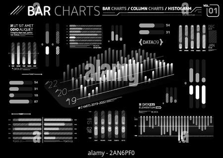 Balken-, Säulen- und Histogrammen Infografik Elemente Stock Vektor