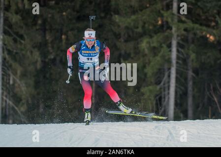 RUHPOLDING, Deutschland - Januar 15: tiril Eckhoff Norwegen bei den IBU Weltcup Biathlon, Frau 7,5 km Sprint in der Chiemgau Arena am Januar 15, 2020 in Ruhpolding, Deutschland. Stockfoto