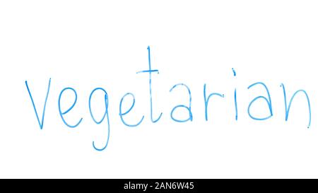 Vegetarische Wort auf Glas geschrieben, Lebensstil, verzichten aus tierischen Erzeugnissen Stockfoto