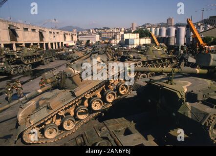 Genua (Italien), September 1986, Landung der 30.Division der US National Guard in der NATO Übungen in Europa zu beteiligen Stockfoto