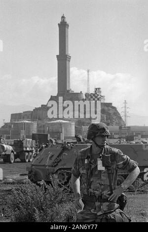 Genua (Italien), September 1986, Landung der 30.Division der US National Guard in der NATO Übungen in Europa zu beteiligen Stockfoto