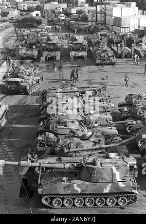 Genua (Italien), September 1986, Landung der 30.Division der US National Guard in der NATO Übungen in Europa zu beteiligen Stockfoto