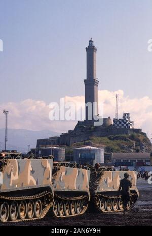 Genua (Italien), September 1986, Landung der 30.Division der US National Guard in der NATO Übungen in Europa zu beteiligen Stockfoto