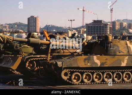 Genua (Italien), September 1986, Landung der 30.Division der US National Guard in der NATO Übungen in Europa zu beteiligen Stockfoto