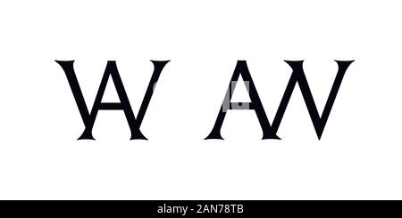 Einzigartige AW-Logo, die Ihrem Unternehmen helfen kann, angebaut Stock Vektor