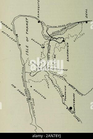 Journal. hed, die gewöhnliche Salt Marsh vegetarisches - Tation wird in und Schritt den Prozess der natürlichen landreclamation. Mündung des Flusses Stour. - Zwischen der Insel Thanetand das Festland von Kent Es war früher eine navigierbare straitinto die der Fluss Stour seine Gewässer. Diese naturalestuary Hafen (Abb. 1) hatte eine Fläche von etwa 20 Quadratkilometern, geschützt durch die Isle of Thanet, und hatte zwei gute Eingänge, thesouthern Eingang zwischen Angebot und Ramsgate und thenorthern Eingang zwischen Heme Bucht und Westgate-on-Sea. An, und vor dem, der erste römische Invasion, was ist jetzt praktisch Stockfoto