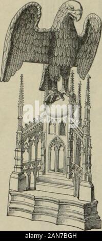 Der christlichen Kunst. Abb. 290. Ändern Chor von Notre Dame zu Paris. (/ Viollet-le-Duc.) Kreglingen, S. Leonhard in Frankfurt, Rufach, Spoleto (zwei an der Fassade). Auch frei auf dem Kirchhof stehende Kanzeln kamen vor (wieehedem Capistrans Kanzel, jetzt in St. Stephan zu Wien: in Erfurt, öfter in Kraus, der christl. Illustr. Ii. 31 Zwanzigstes Buch. zahlr Aussenkanzeln in S.!. Ich&lt;-. Daa Evangelienbuch bezw. Die übrigen Chorbücher lagen in festen oderbeweglichen Pulten von Bolz oder aus Metallguss. Buger Liese im 12. Jahr-hundert in §. Denis ein Broncepull Stockfoto