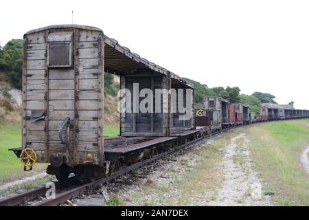 Alten Waggon auf Bahnstrecke Stockfoto