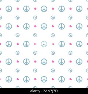 Frieden und Liebe Elemente nahtlose Muster Hintergrund. Bekleidung, bearbeitet werden. Stock Vektor