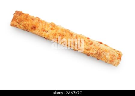 Studio shot von handgemachten Käse Strohhalme schneiden Sie vor einem weißen Hintergrund - Johannes Gollop Stockfoto